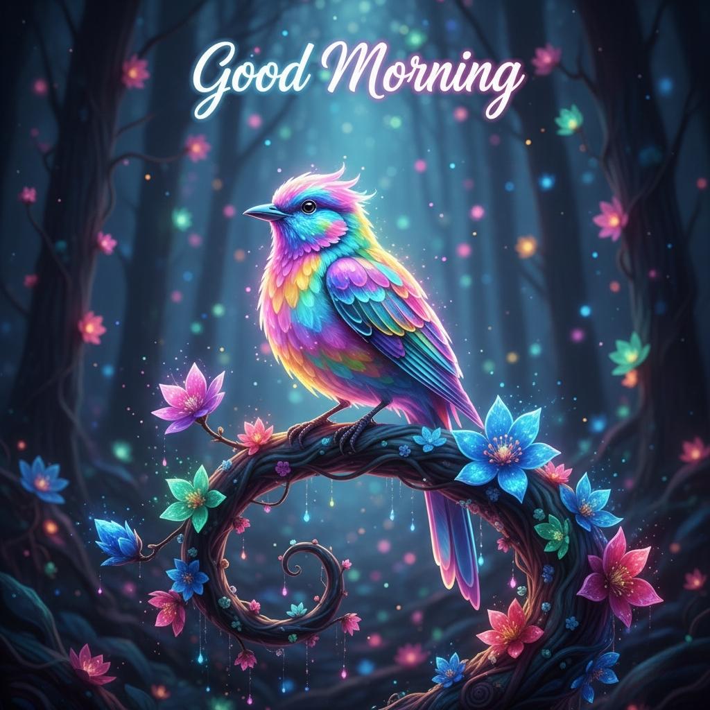 colourful bird theme good morning image