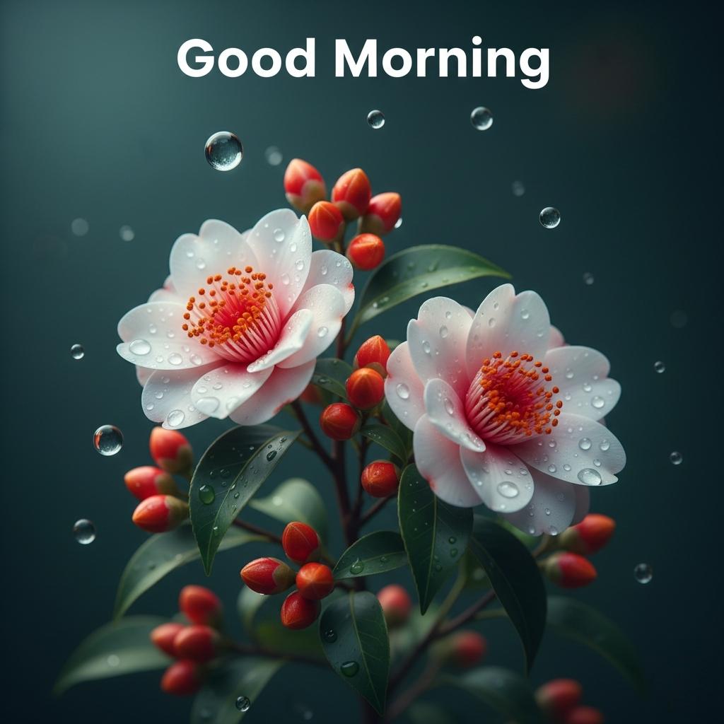 Good morning white flower with dew