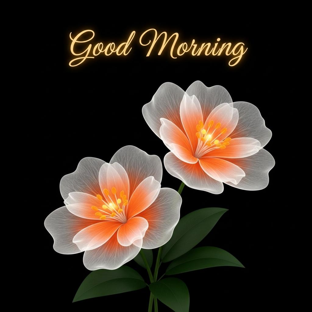 Good morning flower image with soft orange and white petals