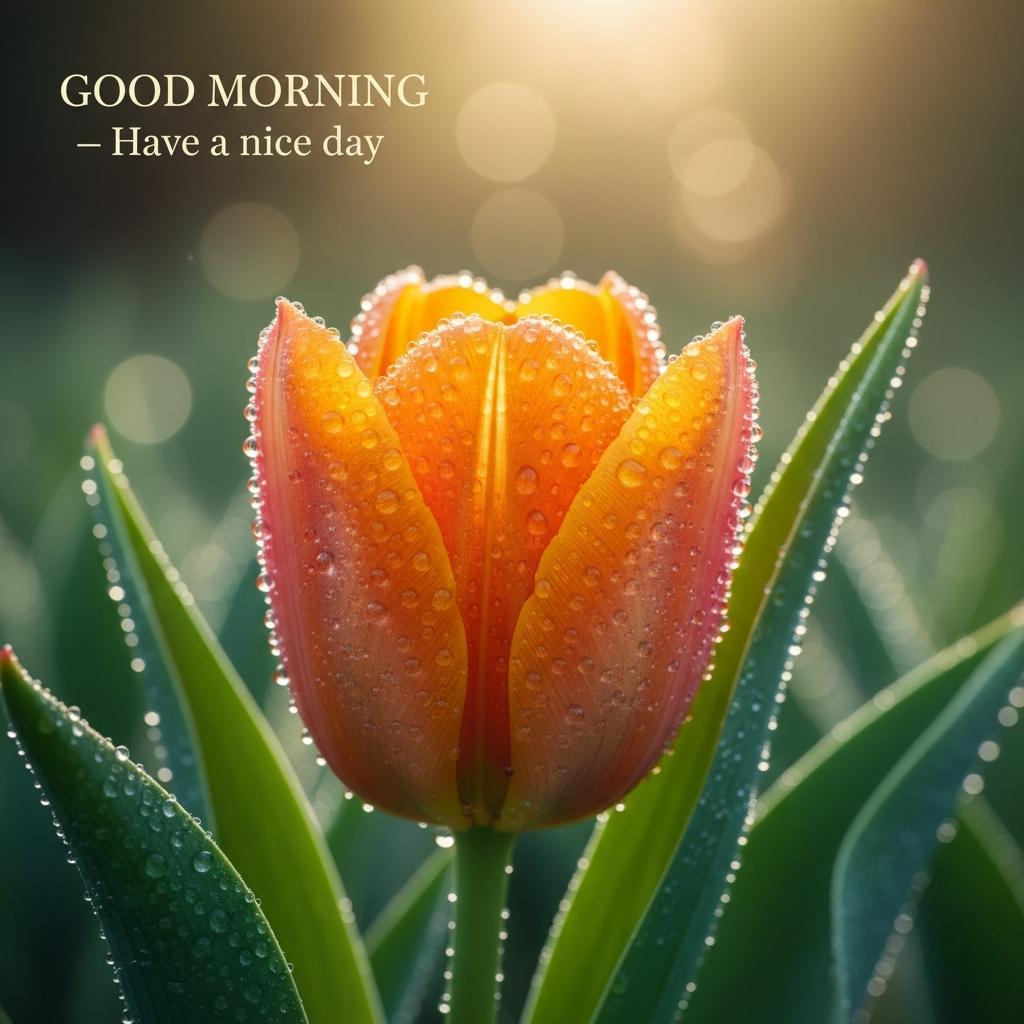 Good morning yellow tulip sunrise
