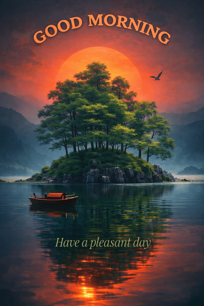 Golden sunrise view with inspiring good morning wishes