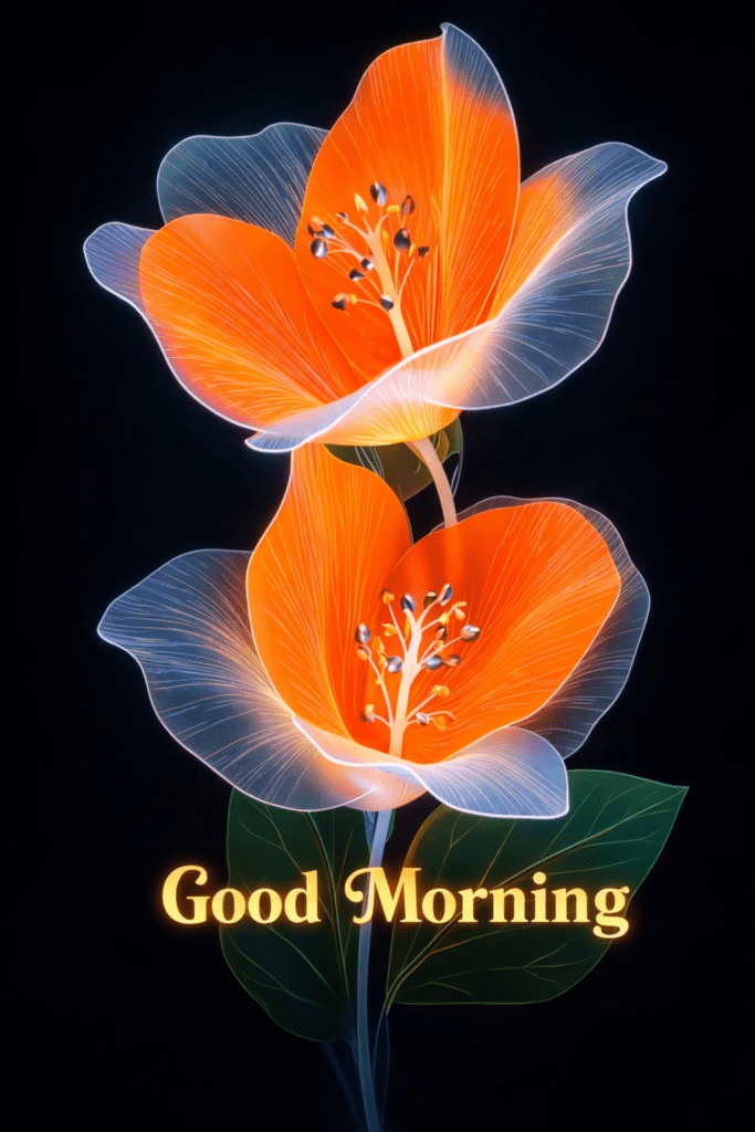 Good morning flower images featuring beautiful orange blossoms and positive energy
