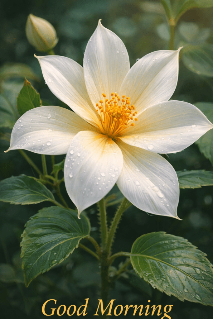 Good morning white flower close-up