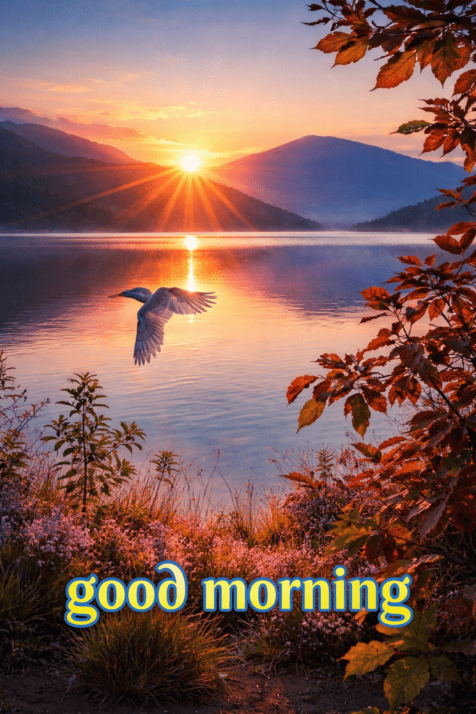 Radiant golden sunrise good morning image for a fresh start