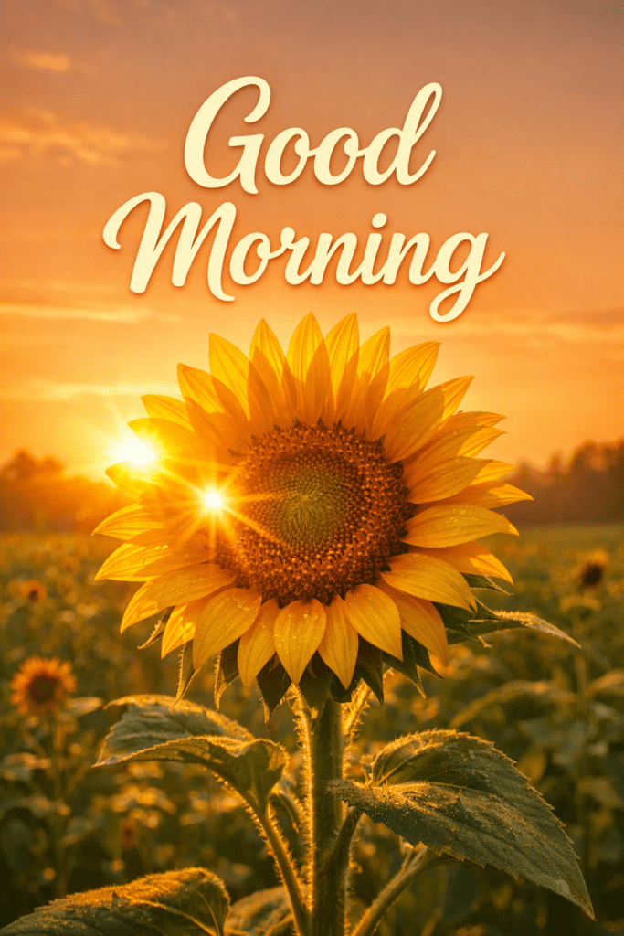 Soft golden sunrise landscape for cheerful good morning wishes