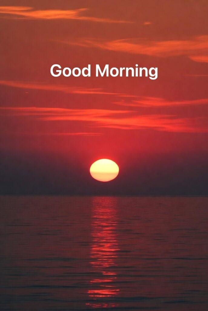 Peaceful golden sunrise morning image with positive wishes