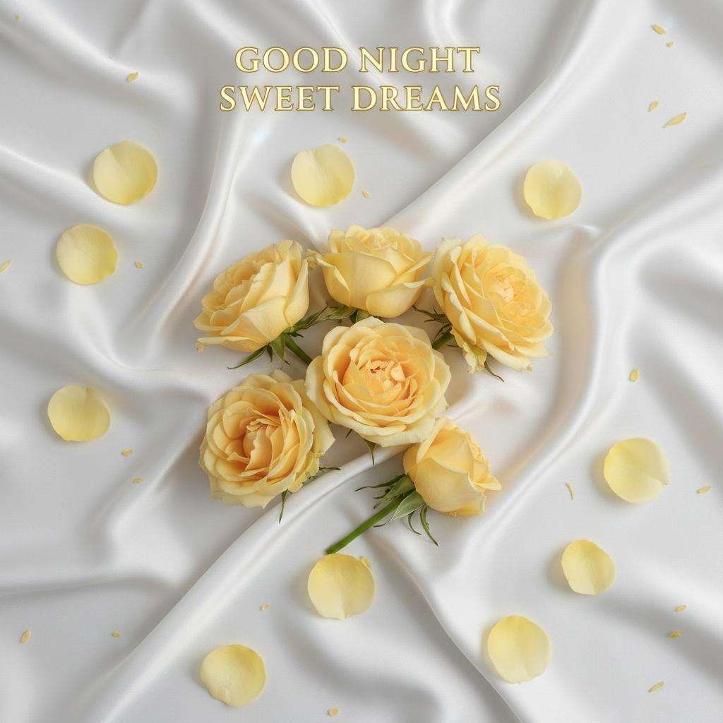 Elegant flower good night images with soft yellow roses