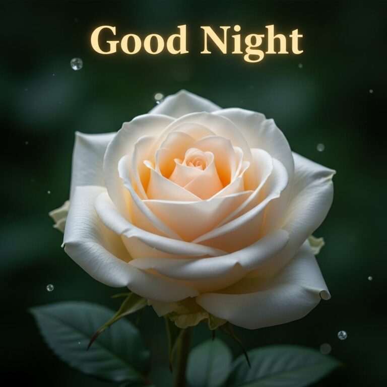 White rose flower good night images with soft glow