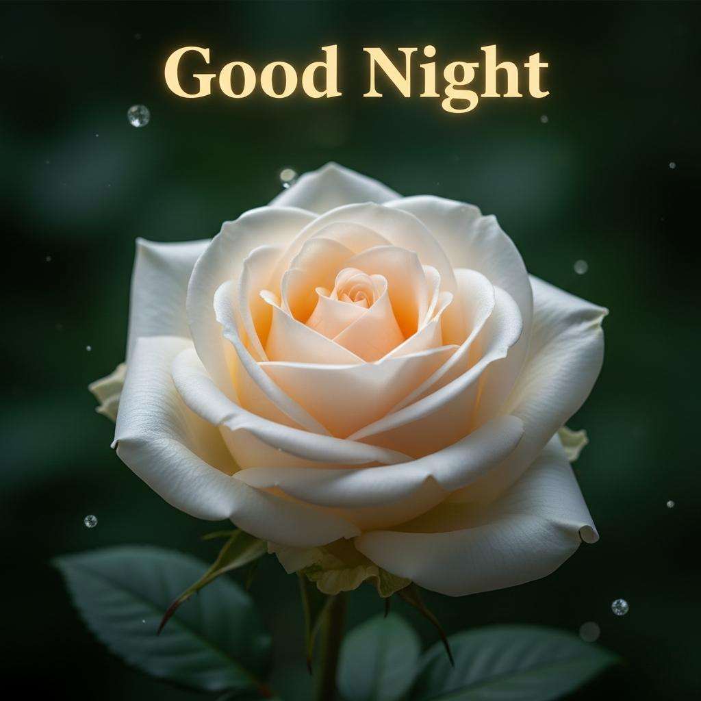 White rose flower good night images with soft glow