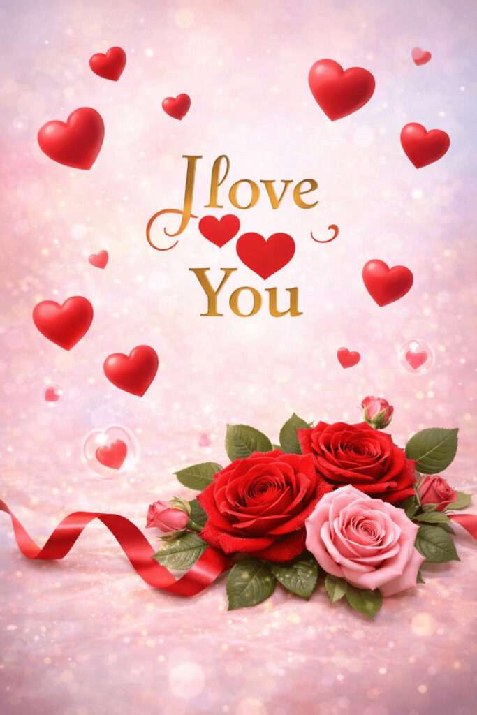 I Love You roses Valentine background