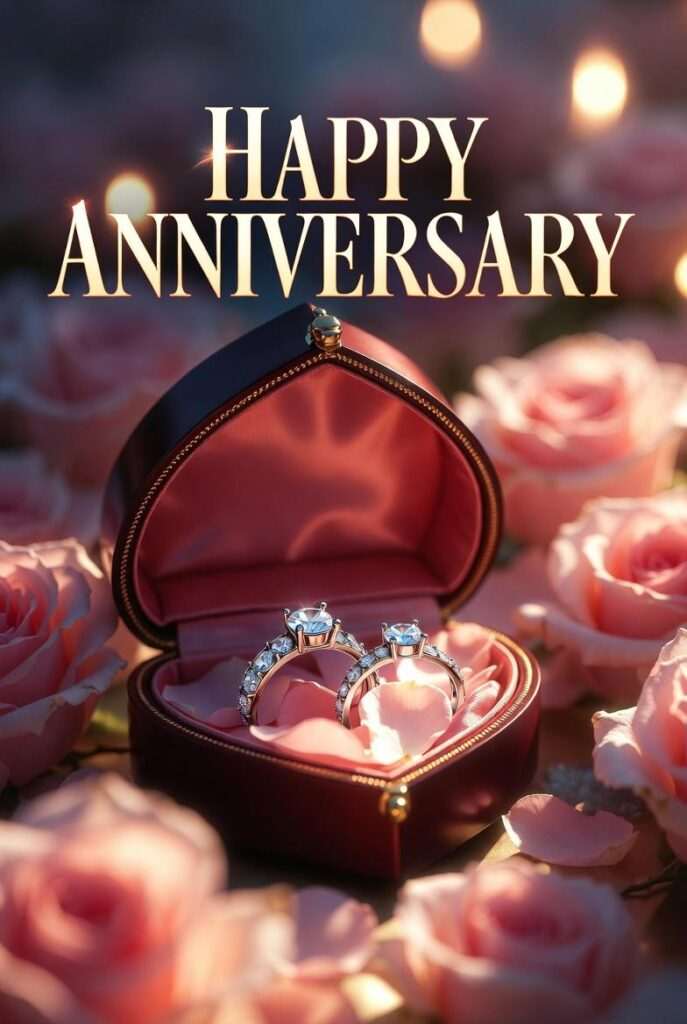 Love themed happy anniversary greeting